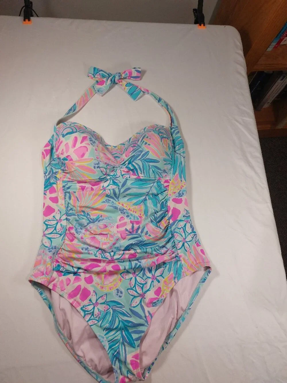 Women's Lilly Pulitzer Kolka Sea Glass Aqua Rainforest One Piece Swimsuit - Picture 1 of 16